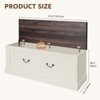 Storage Chest, 47.2" Storage Bench with 3 Safety Hinges, Entryway Bench with Lift Top, Farmhouse Style, Wooden Chest Organizer for Entryway Living Room Hallway, Off White