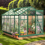 VINGLI 6x10 FT Greenhouse for Outdoors, Twin-Wall Translucent Heavy Duty Polycarbonate Greenhouse Kit with 5 Roof Vents, Weather Resistance for Plants Protection, for Home Gardening (Green, 6x10 FT)