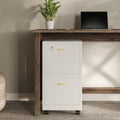 Lavish Home 2 Drawer File Cabinet - Filing Cabinet with Lock - Rolling File Cabinet for Under Desk Storage - Wood Filing Cabinet for Home or Office Organization (White)