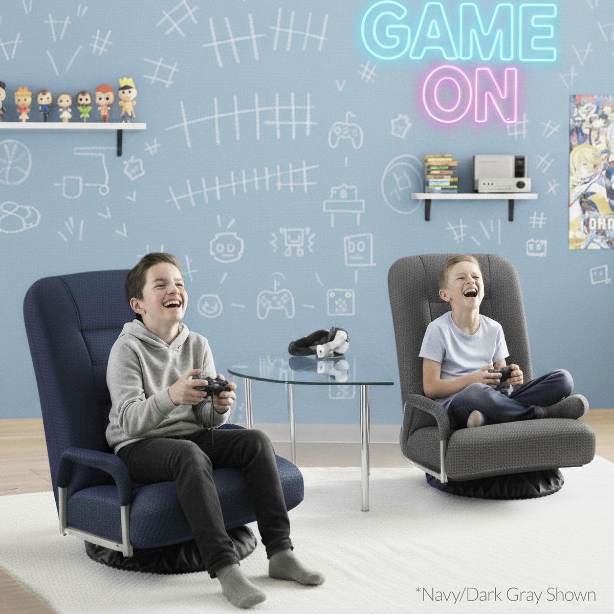 Best Choice Products Swivel Gaming Chair 360 Degree Multipurpose Floor Chair Rocker for TV, Reading, Playing Video Games w/Lumbar Support, Armrest Handles, Adjustable Foldable Backrest - Black/Red