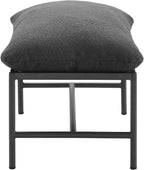 Modway Raya Outdoor Boucle Ottoman in Charcoal - Patio Sitting Stool Ottoman - Metal Frame Footrest with Removable Boucle Cushion for Porch, Deck, Backyard