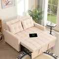 GOSUHI 52" 3-in-1 Convertible Sleeper Sofa Bed, Linen, Beige | Pull-Out Bed, Stepless Adjustable Backrest, Side Pocket, Compact Loveseat, Living Room, Dorm & Apartment