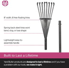 Yard Butler World’s Greatest Shrub Rake | Heavy Duty All Steel Rake with Ergonomic Garden Claw, 20 Free-Floating Tines & Long Metal Handle – Lawn, Yard, Bed, Landscape for Leaves, Grass & Debris, 8"