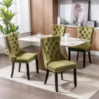 OVENTA Modern Tufted Upholstered Dining Chairs Set of 6, Olive Green Velvet Dining Room Chair with Solid Wood Legs, Sillas de Comedor, Kitchen Chairs (Olive Green, Velvet Set of 6)