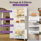 75" Tall Food Kitchen Pantry Cabinet,Tall Bathroom Storage Cabinet with 4 Doors and Shelves & 2 Drawers, Freestanding Cupboard for Living Room/Bathroom (White)