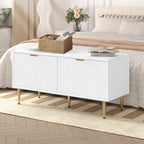 IDEALHOUSE Shoe Storage Bench, 42" Wooden Storage Chest, Loads 300 lb, Easy Assembly, Storage Ottoman Bench for Entryway Bedroom Living Room, White