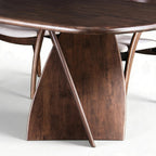 Furniture of America Nazaen XI Mid-Century Modern Solid Wood 82.6-inch Live Edge Oval Dining Table with Sculptural Double Pedestal Base for Home Kitchen, Dinette, Rich Walnut