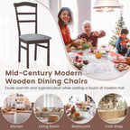 Giantex Wooden Dining Chairs Set of 2, Upholstered Kitchen Chair w/Rubber Wood Frame, Linen Fabric Padded Seat, High Curved Back, Farmhouse Accent Side Chairs for Dining Living Room, Home