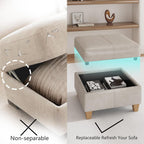 EASE MOOSE Middle Module Seat for Modular Sofa with Reversible Chaises, Faux Leather Armless Chair Customizable Sectional Sofa Couch with Storage
