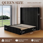Queen Bed Frame with 65.75" Tall Headboard, Black
