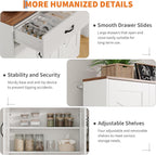 Garvee 71" Kitchen Pantry Cabinet with Charging Station, Kitchen Hutch Storage Cabinet with Large Countertop & 2 Drawers, Wood Farmhouse Food Pantry Cabinet for Dining Room, Living Room, White