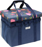 49L Floral Foldable Storage Ottoman 220lb Heavy Duty Sitting Stool | 2-in-1 Seating footrest, Thick floral padded seat, Mesh side pockets, Padded handles, For home camping picnic