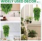 Geosar 104 Pcs Artificial Hanging Plants 32 Inch Hanging Boston Ferns Plastic Fake Plants for Wall Room Garden Wedding Garland Indoor Outdoor Decoration, No Basket