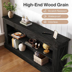 Tribesigns 63-Inch Long Console Table for Entryway, Narrow Long Entry Table with Shelves for Living Room, Farmhouse Sofa Console Behind Couch, for Foyer, Hallway, Black