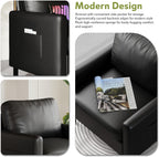 Black Faux Leather Accent Chairs Set of 2 with Arms, Waiting Room, Modern