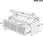 SOFTSEA 48" Shoe Storage Bench with Cushion, 2-Tier Entryway Bench with 3 Rattan Storage Drawers & Lift Top Storage, Retro Shoe Cabinet for Hallway, Bedroom, Living Room, Navy