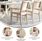 Flash Furniture Naples Commercial Solid Wood Dining Chair, Curved Backrest, Sturdy Mortise and Tenon Construction, Antique White