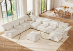 LLappuil 10 Seater Sectional Sofa with Storage, Large U Shaped Modular Sectional Couches for Living Room with Adjustable Arms Backs, Plush Supportive Cushions, 10 Seater, Beige Corduroy | Tool Free Assembly