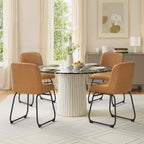 LUE BONA Comfortable Dining Room Chairs Set of 4, Modern Upholstered Kitchen Chairs with Padded Back & Thick Metal Legs, Brown PU Leather