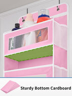 JARLINK Over the Door Organizer for Bedroom, Pantry, Bathroom, 5 Shelf Pink | Anti-Tilt Design, 44 lb Load Capacity, Hanging Door Organizer with 5 Large Capacity Pockets, Behind Door Storage for Nursery