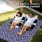 OLANLY Outdoor Rug 6x9 ft Waterproof, Outdoor Plastic Straw Rug with Geometric Pattern Clearance, Reversible RV Mat for Patio, Camping, Balcony, Deck, Backyard, Navy & White