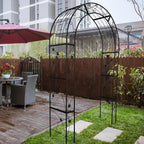 Metal Garden Arch, Garden Arch Trellis for Climbing Plants Outdoor, Garden Arbor for Weddings Party Events Decoration, 58" L X 19" W X 98.4" H, Black