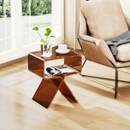 Acrylic Nightstand Side Table Modern Design Clear Home Decor Display End Table for Living Room (Dark Brown)