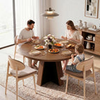 iPormis 47-Inch Round Dining Table for 4-6 People, Modern Wooden Kitchen Table for Dining Room, Farmhouse Circle Dinner Tables Furniture for Kitchen Living Room, Walnut Brown