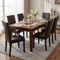 LSSBOUGHT Modern Dining Chair Set of 6,Urban Style Leather Kicthen Chairs with Solid Wood Legs for Dining Room and Restaurant (Brown-Quilted backrest)