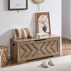 47.2” Storage Bench,Extra Large Wooden Storage Chest with 2 Safety Hinges,entryway Bench,Blanket Storage,Shoe Storage Bench for Entryway,Bedroom,Living Room,Easy Assembly.-Greige