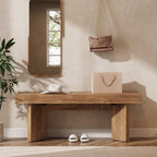 Tribesigns 47" Wooden Entryway Bench, Farmhouse Indoor End of Bed Bench, Long Table Benches Seat for Bedroom, Hallway, Foyer, End of Bed (Rustic Brown)