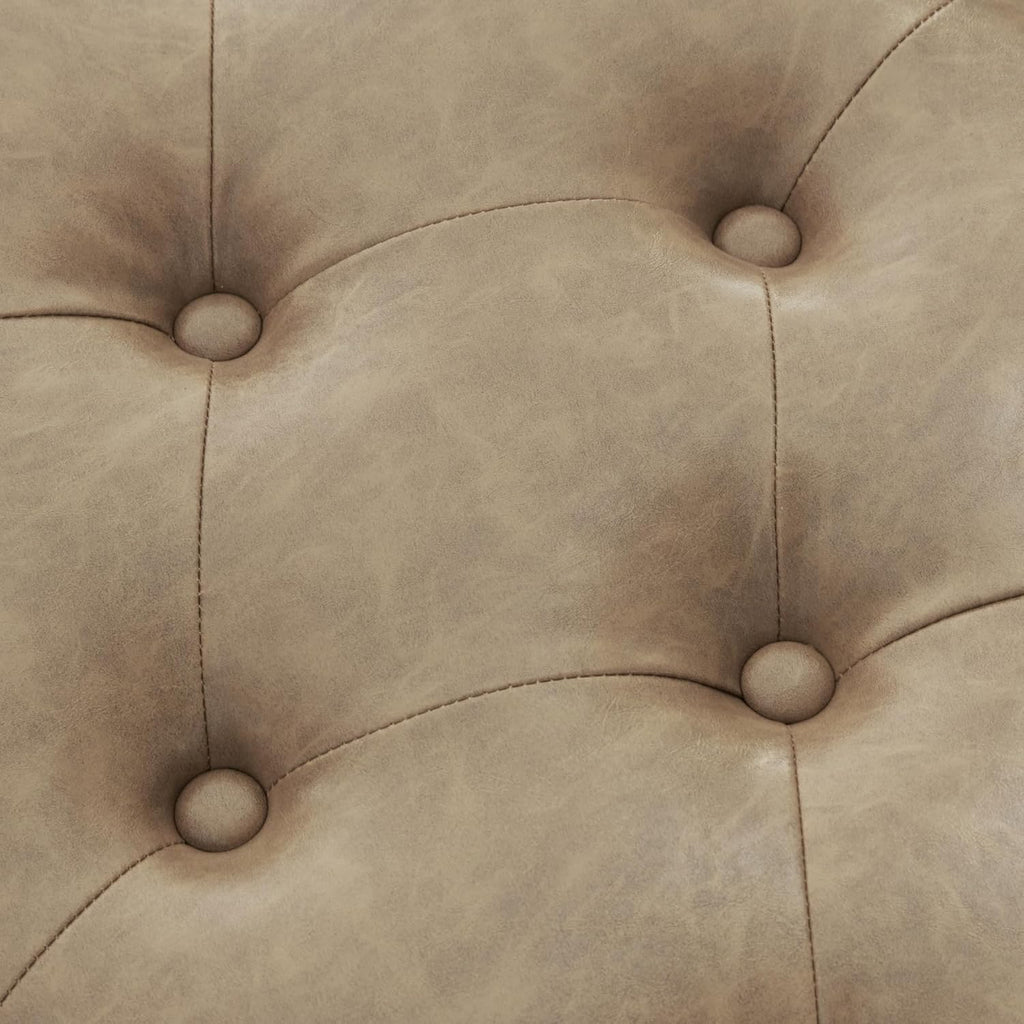 Zihanhome Leather Ottoman with Storage, Upholstered Button Tufted Ottoman Foot Rest, Foot Stools, 24" Rectangle Ottomans with Storage for Living Room, Bedroom, Dorms and Apartments (Taupe Brown-PU)
