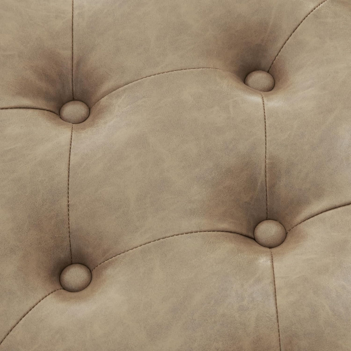 Zihanhome Leather Ottoman with Storage, Upholstered Button Tufted Ottoman Foot Rest, Foot Stools, 24" Rectangle Ottomans with Storage for Living Room, Bedroom, Dorms and Apartments (Taupe Brown-PU)