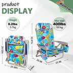 2Pk Aluminum Extra Wide 5-Position Lay Flat Folding Backpack Beach Chairs for Adults, with Cooler Bag, Cup&Phone Holder, Towel Bar for Outdoor Lawn Picnic Sport, Portable Camping Chairs,Tropical Print