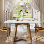 Tribesigns 47-Inch Dining Table for 4 People, Modern Kitchen Table with Wooden Legs, Dinner Table for Kitchen, Dining Room, Small Space, White and Brown