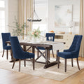 COLAMY Wingback Upholstered Side Dining Room Chairs Set of 4, Fabric Dining Chairs with Tufted Button, Living Room Chairs for Home Kitchen, Blue