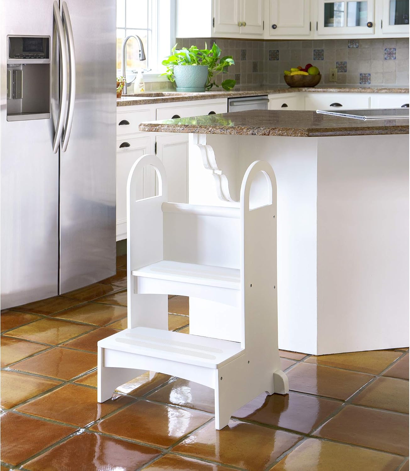 Guidecraft High-Rise Step-Up - White: Two Step Stool with Handles and Safety Non-Slip Treads and Anti-Tip Feet for Kids and Adults- Quality Learning Furniture
