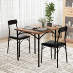Giantex 3-Piece Dining Table Set, Square Kitchen Table with 2 Upholstered Armless Chairs, Padded Backrest, Metal Frame, Space-Saving Dinette Set for Small Spaces, Living Room, Dining Room