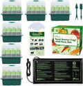 Seedfactor 7-Pack Seed Starter Tray with Heat Mat (12 Cells per Tray), Plant Germination Trays with Adjustable Humidity Dome Seed Trays Seedling Starter with Base Trays for Germination