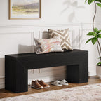 Tribesigns 47'' Wooden Entryway Bench, Farmhouse Entry Bench Seat, Indoor End of Bed Bench with Storage Capability for Living Room, Bedroom, Hallway, Easy Assembly, Black