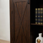Farmhouse Kitchen Pantry Storage Cabinet 74.4" H, with Barn Doors and Shelves, Freestanding Cupboard Kitchen Organizer Furniture for Dining Room Living Room, Laundry, Espresso