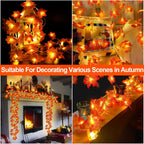 TURNMEON 2 Pack Fall Decor Enlarged Maples Leaves Lights Total 20Ft 40LED | Fall Decorations for Home Battery Operated Autumn Garland Lights Waterproof Indoor Outdoor Halloween Thanksgiving Decorations