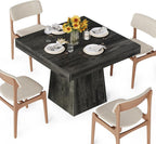 LITTLE TREE Dining Table for 4 People, 31.5-Inch Square Small Kitchen Table, Farmhouse Dinner Table with Sturdy Pedestal Base for Restaurant, Dining Room, Living Room, Grey