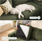HONBAY Corduroy Convertible Sectional Sofa L Shaped Corner Couch,Green | Compact Sofa,Reversible Sectional Couches for Living Room,Wide Corduroy Fabric,Easy to transport and install