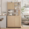 IDEALHOUSE Kitchen Pantry Cabinet with Adjustable Shelf, 71" Tall Storage Cabinet with Microwave Stand, Food Pantry Cabinets for Kitchen, Dining Room, Living Room, Natural