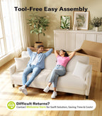 Welzona Couches for Living Room, 83"Teddy Sofa Couch, Sofas for Living Room | Tool-Free Setup Loveseat Sofa, All-Wood Love Seat Couches, 7.5"Spring Seat Cushion, Small Couch for Bedroom, 2 Pillows, Beige