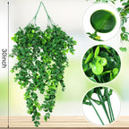 Hoteam 12 Pcs Artificial Hanging Plants 32 Inch Fake Ivy Vines with Fake Leaves Patio Artificial Plants Greenery for Living Room Indoor Outdoor Wall, No Basket (Eucalyptus)