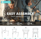 PatioPerk Boucle Dining Chairs Set of 6, White Mid Century Morden Chair with Curved Backrest, Round Upholstered Sherpa with Metal Legs, Suitable for Various Kitchen Styles