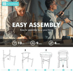 PatioPerk Boucle Dining Chairs Set of 6, Light Gray Mid Century Morden Chair with Curved Backrest, Round Upholstered Sherpa with Metal Legs, Suitable for Various Kitchen Styles