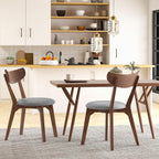KOTEK Dining Chairs Set of 2 with Rubber Wood Legs | Mid Century Modern Kitchen Chairs with Cushioned Seat, Curved Backrest, Wooden Side Chairs for Dining Room, Living Room
